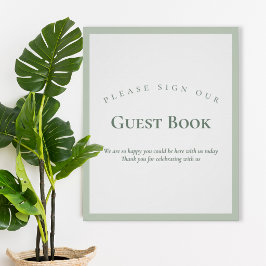 Sage Green Minimalist Wedding Guest Book Sign ポスター