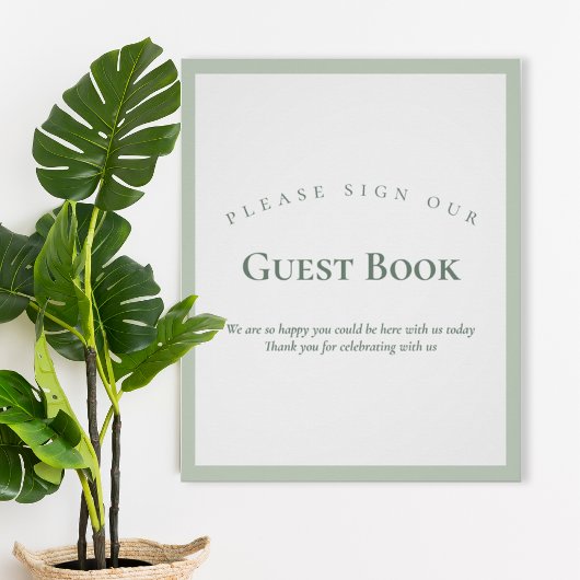 Sage Green Minimalist Wedding Guest Book Sign ポスター