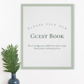 Sage Green Minimalist Wedding Guest Book Sign ポスター
