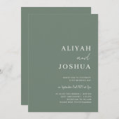 Sage Green minimalist wedding invitation 招待状 (正面/裏面)
