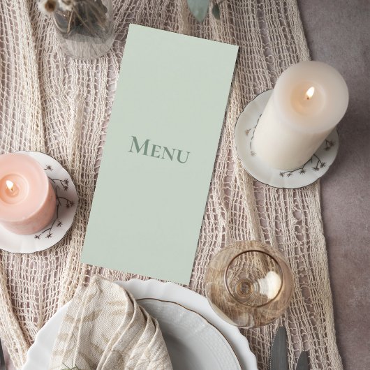 Sage Green Minimalist Wedding Menu Card メニュー