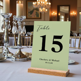 Sage Green Minimalist Wedding Table Number アクリルサイン