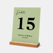 Sage Green Minimalist Wedding Table Number アクリルサイン (傾斜)