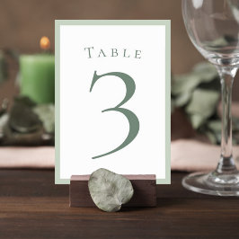 Sage Green Minimalist Wedding Table Number Card テーブルナンバー