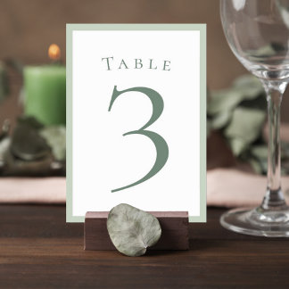 Sage Green Minimalist Wedding Table Number Card テーブルナンバー