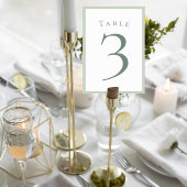 Sage Green Minimalist Wedding Table Number Card テーブルナンバー
