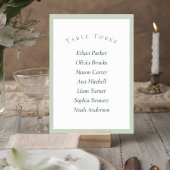 Sage Green Minimalist Wedding Table Number Card テーブルナンバー