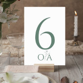 Sage Green Minimalist Wedding Table Number Card テーブルナンバー
