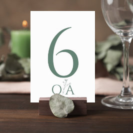 Sage Green Minimalist Wedding Table Number Card テーブルナンバー