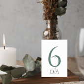 Sage Green Minimalist Wedding Table Number Card テーブルナンバー