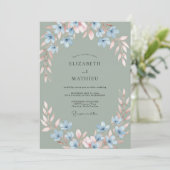 Sage Green Misty Meadow Wedding 招待状 (スタンド正面)