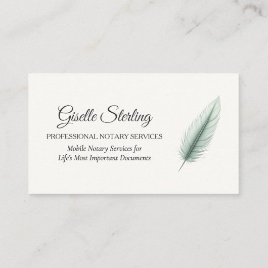 Sage Green Mobile Notary Public Modern Photo  名刺 (裏面)