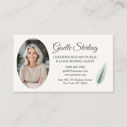 Sage Green Mobile Notary Public Modern Photo 名刺 (正面)