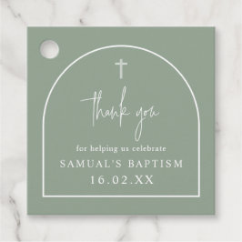 Sage Green Modern Arch Minimalist Baptism Square フェイバータグ