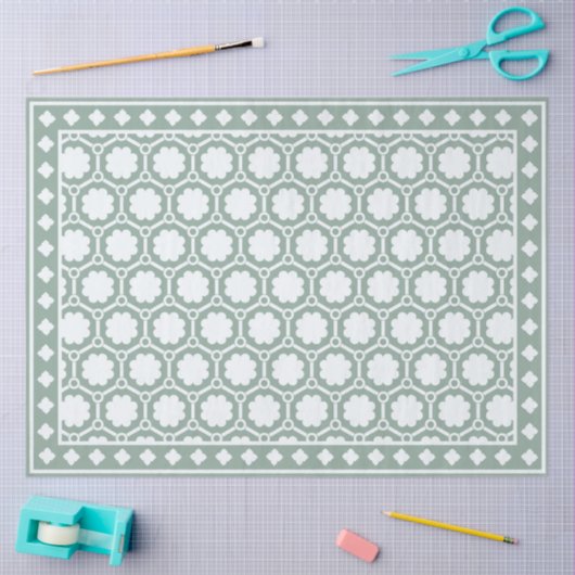 Sage Green Modern Bone Inlay Decoupage Paper 薄葉紙 (クラフト)