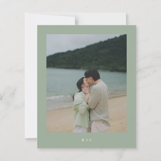 Sage Green Modern Budget Wedding Save the Date (裏面)