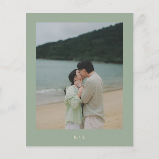 Sage Green Modern Budget Wedding Save the Date チラシ (裏面)