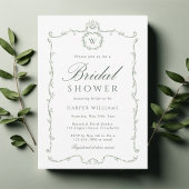 Sage Green Modern Classic Frame Bridal Shower  招待状