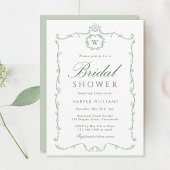 Sage Green Modern Classic Frame Bridal Shower  招待状
