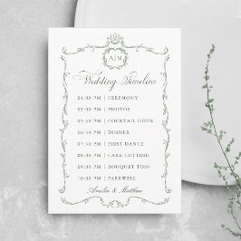 Sage Green Modern Classic French Wedding Timeline プログラム