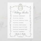 Sage Green Modern Classic French Wedding Timeline プログラム (正面)
