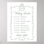 Sage Green Modern Classic French Wedding Timeline ポスター (正面)