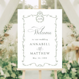 Sage Green Modern Classic French Wedding Welcome ポスター