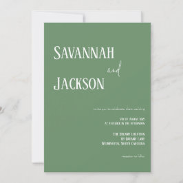 Sage Green Modern Elegant Wedding Invitation 招待状