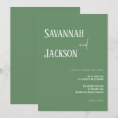 Sage Green Modern Elegant Wedding Invitation 招待状 (正面/裏面)