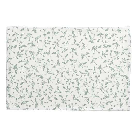 Sage Green Modern Farmhouse Daisy Buds Pattern 枕カバー (裏面)