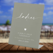 Sage Green Modern Ladies Bathroom Wedding Sign 台座サイン