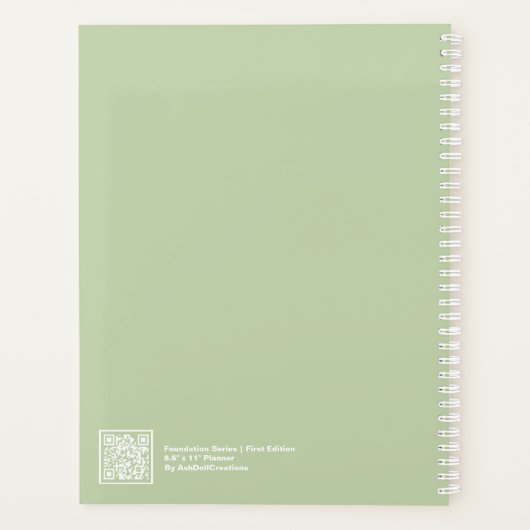 Sage Green Modern Layout Large プランナー手帳 (裏面)