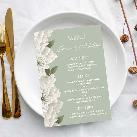 Sage Green Modern  Luxury Elegant Wedding メニュー