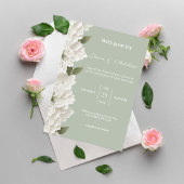 Sage Green Modern Luxury Floral Wedding 招待状