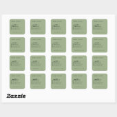 Sage Green Modern Minimalist Candle Label Sticker スクエアシール (シート)