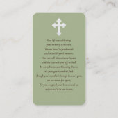 Sage Green Modern Minimalist Memorial Photo Card 名刺 (裏面)