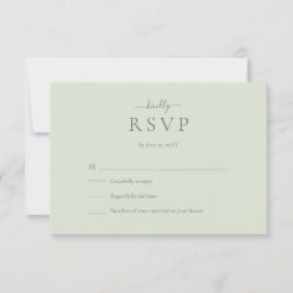 Sage Green Modern Minimalist Wedding RSVP Card