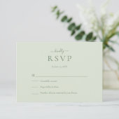 Sage Green Modern Minimalist Wedding RSVP Card (スタンド正面)