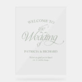 Sage Green Modern Minimalist Wedding Welcome Sign アクリルサイン (正面)