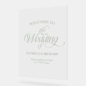 Sage Green Modern Minimalist Wedding Welcome Sign アクリルサイン (傾斜)