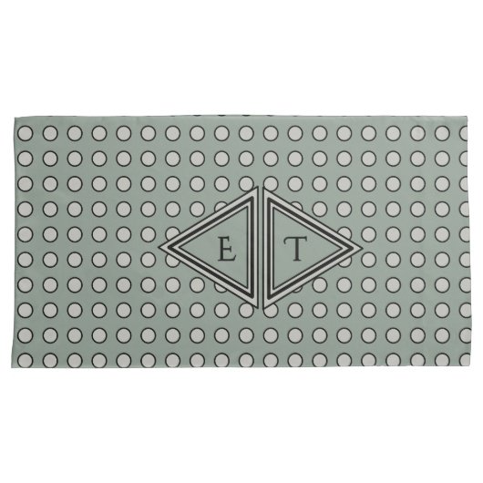 Sage Green Modern Monogram Decor 枕カバー (正面右)