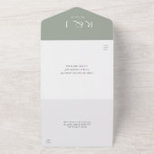 sage green Modern Monogram Minimalist Wedding Dat オールインワン招待状 (外側)