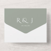 sage green Modern Monogram Minimalist Wedding Dat オールインワン招待状 (裏面)