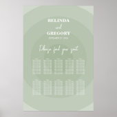 Sage Green Modern Monogram Wedding Seating Chart ポスター (正面)