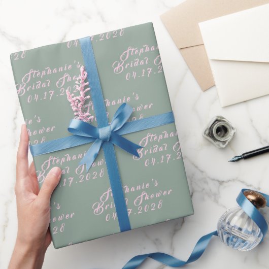  sage green modern pattern wedding bridal shower ラッピングペーパー (ギフト)