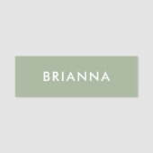 Sage Green Modern Script Custom Employee ID 名札 (正面)