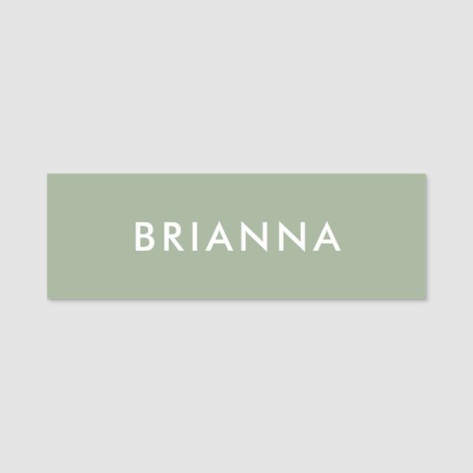 Sage Green Modern Script Custom Employee ID 名札 (正面)