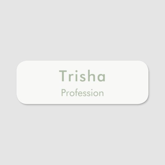 Sage Green Modern Script Custom Employee ID 名札 (正面)