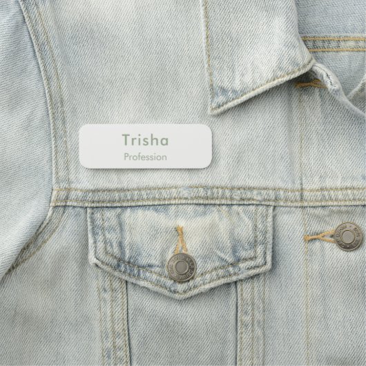 Sage Green Modern Script Custom Employee ID 名札 (インサイチュ)