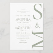 Sage Green Modern Wedding Photo Invitation 招待状 (正面)
